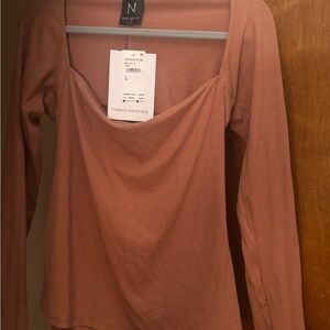 Naked Wardrobe Women's Brown Long Sleeve Top